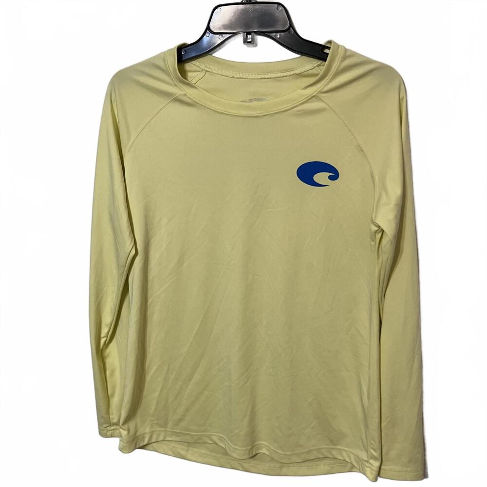 Costa Del Mar Men Yellow Long Sleeve Performance Born On The Water Shirt Medium